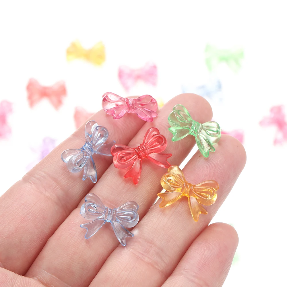 30Pcs Multicolor Transparent Bow Acrylic Beads for DIY