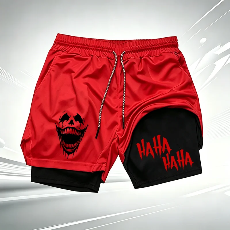 Herren-Sommer-GYM-Shorts mit 2-in-1-Kompressionsfutter, schnelltrocknend, atmungsaktiv, für Training, Workout, Laufen und Freizeit, WX273