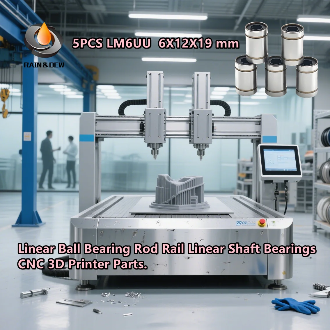 

5PCS LM6UU 6X12X19 mm Linear Ball Bearing Rod Rail Linear Shaft Bearings CNC 3D Printer Parts