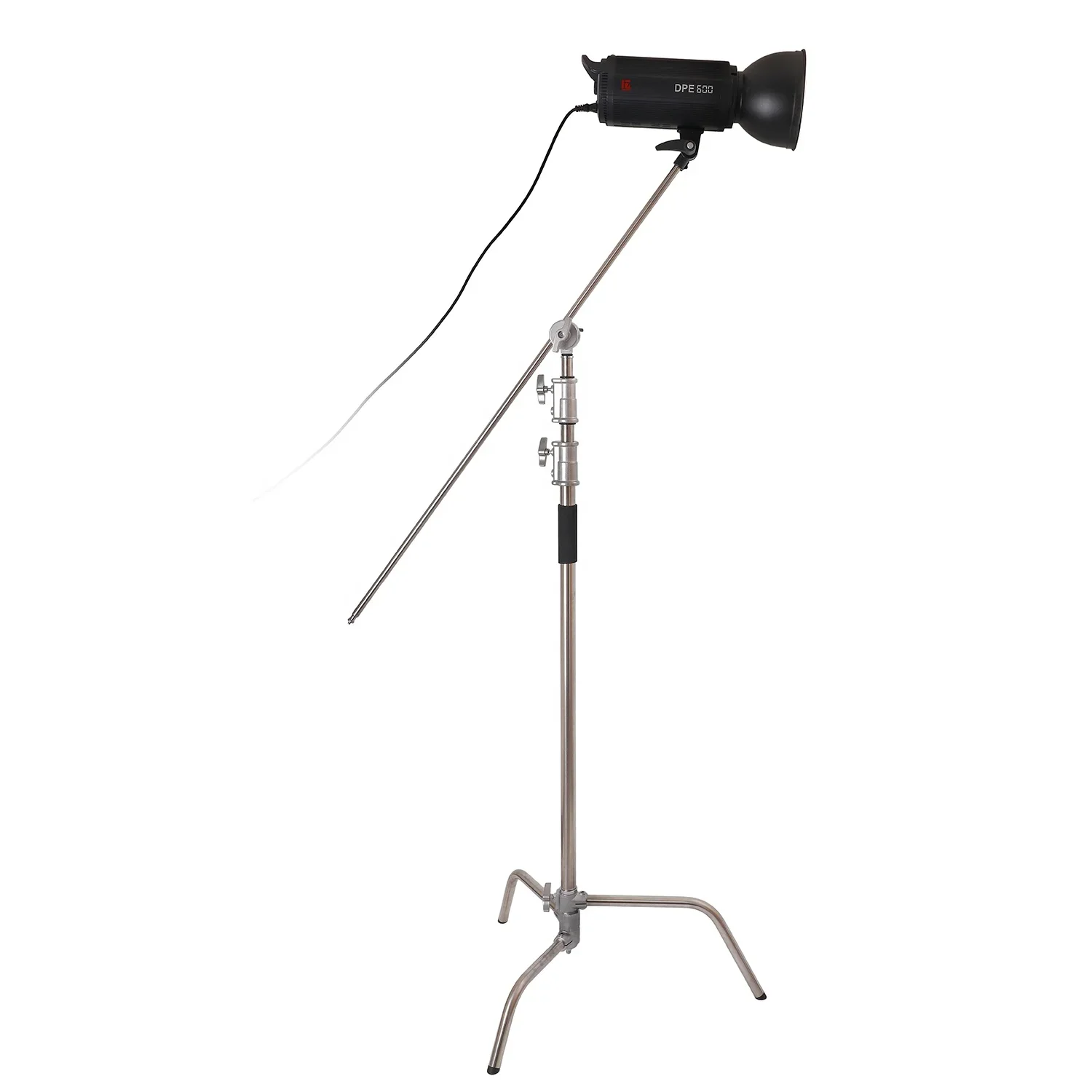 

3.3M Stainless Steel Century Light Stand Foldable C Stand with Boom Arm Folding Legs 20kg Load Capacity 330cm for Photo Studio