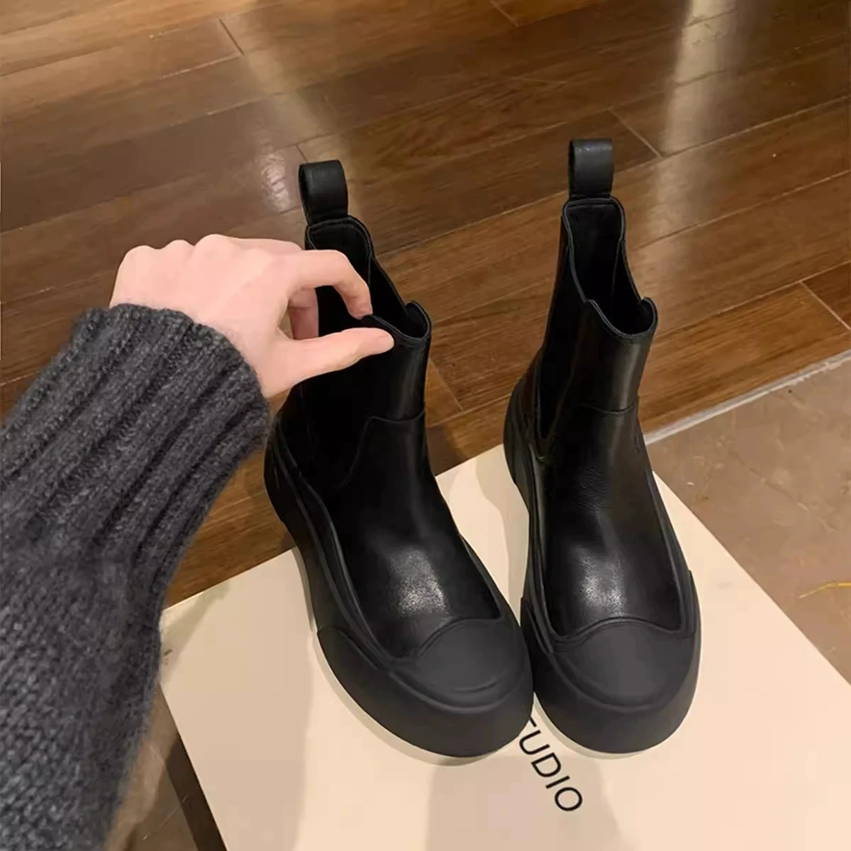 

New Thicken Winter Knight Boots Women Knee High Long Square Heel Boots Retro Thick Motorcycle Boots Black Botas Mujer