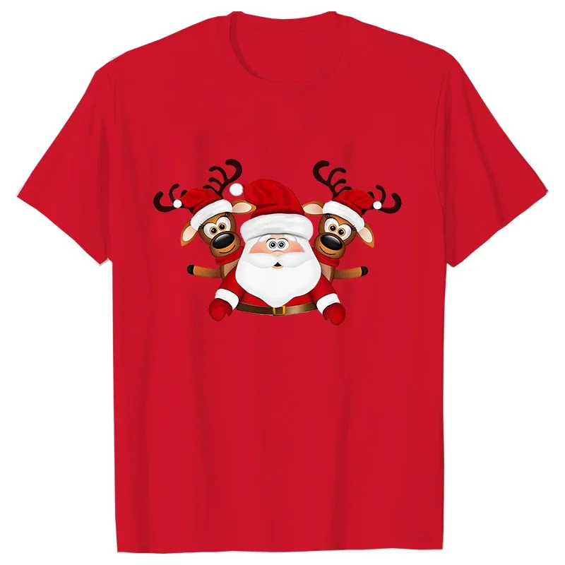 Merry Christmas Women T-Shirt Santa Claus Reindeer Print Tops Fashion Hip Hop Streetwear Casual Short Sleeve Tee Female Clothing