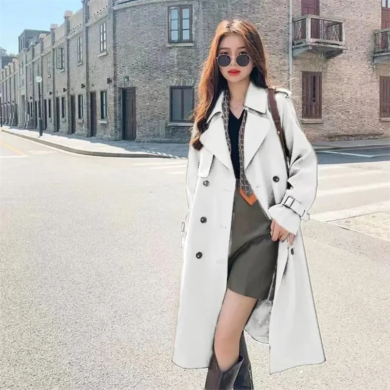 

Windbreaker Coat for Women 2023 New Spring Autumn Waist Drop Feel Foreign Versatile Mid length High end Windbreaker for Women