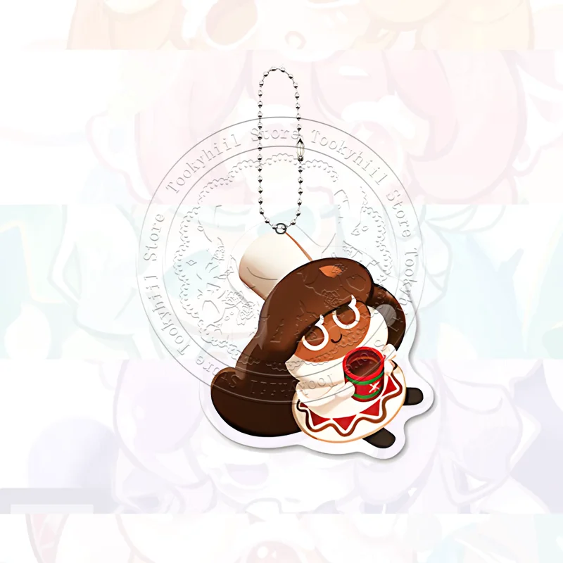 คุกกี้รัน: อาณาจักร ‌   พวงกุญแจการ์ตูน Forester กาแฟ Kawaii นักเรียนรูปกระเป๋าถือนมกรวยหิมะตกแต่งจี้
