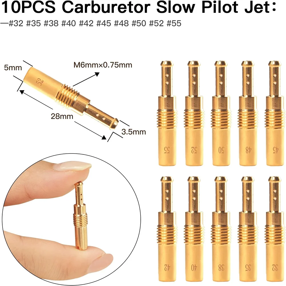 Carburador principal de 40 piezas, Kit de chorro de piloto lento, incluye 30 chorros principales de piezas y 10 piezas, para PWK Keihin OKO CVK Crab