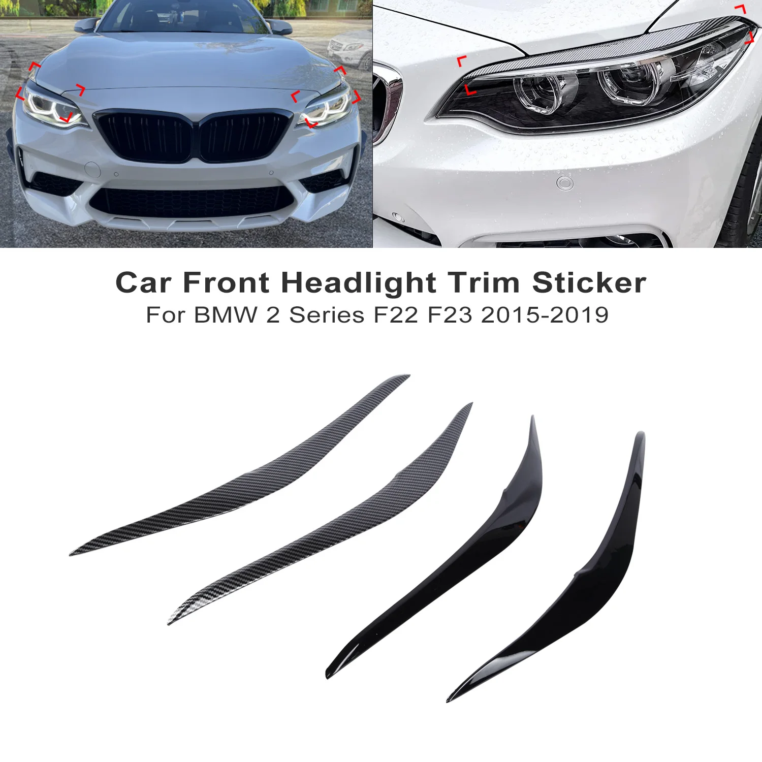 

For BMW 2 Series F22 F23 2015 2016 2017 2018 2019 ABS Car Front Headlight Eyebrows Headlamp Eyelid Cover Trim