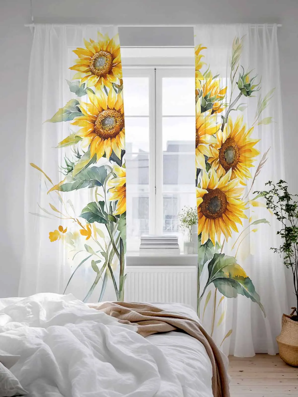 

Современные тюлевые прозрачные шторы с подсолнухом для гостиной, спальни, кухни, украшения, вуаль, шторы из органзы