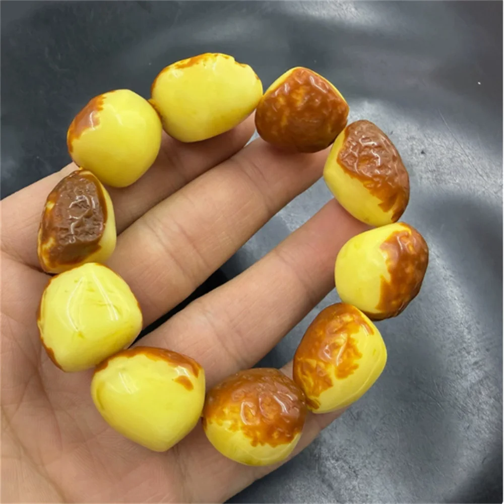 

Amber and copal raw stone bracelet, old copal irregular bead strand