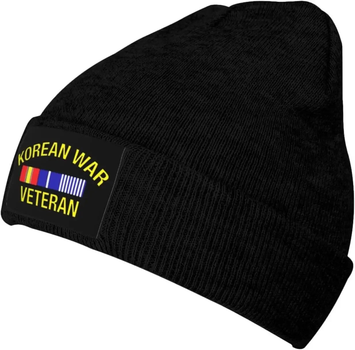 Korean War Veteran Beanie Hats Warm Chunky  Knit Hat Slouchy Skull Cap for Women Men Black