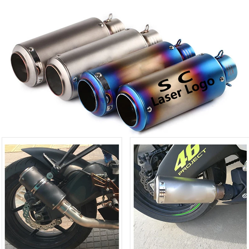 51/60mm sc Carbon Fiber Motorcycle Exhaust Pipe Pass-through Exhaust Pipe for Racing Motorcycle GP-project Universal Modify Part