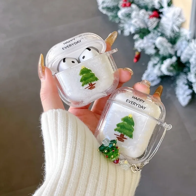 

Quicksand Snowtree Christmas For Airpods Pro 2 and Pro Earphone Case for Airpod 1/2 3 4 Protective Cover Gift for Friends Family