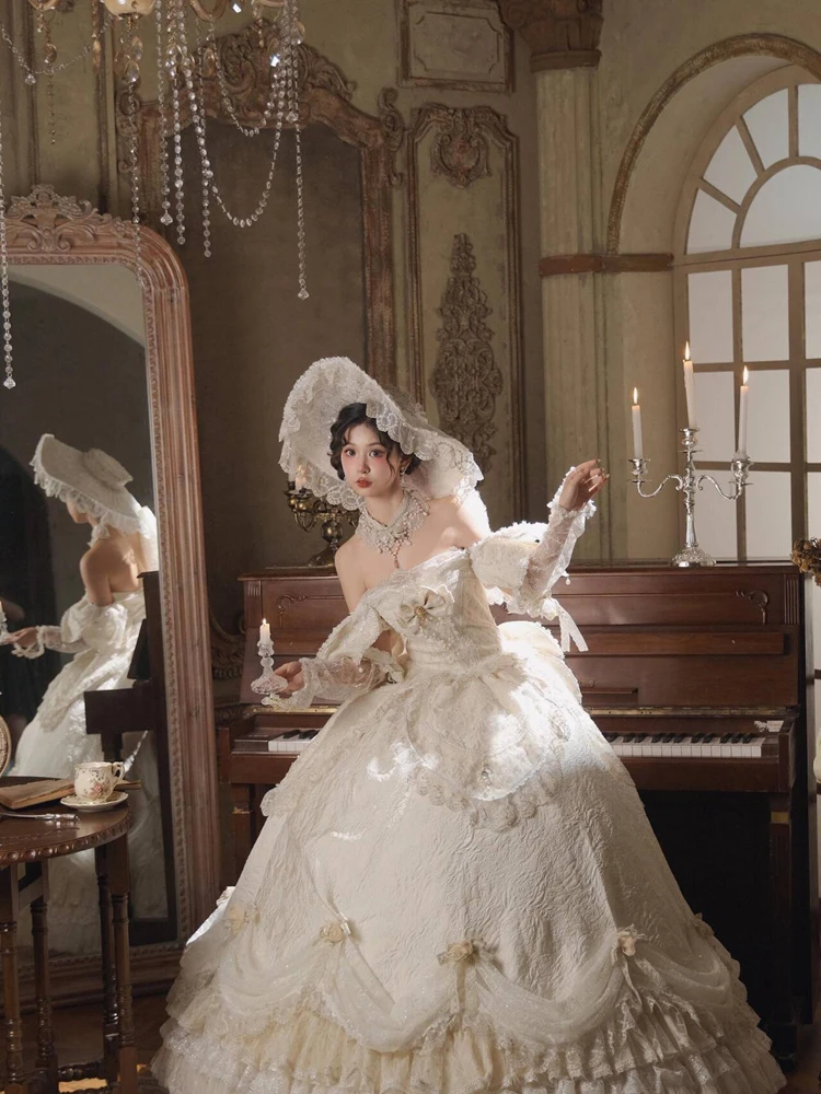 

Elegant Lolita Evening Gown Vintage Style European Design Studio Portrait Princess Theme Wedding Dress for Adults Birthday