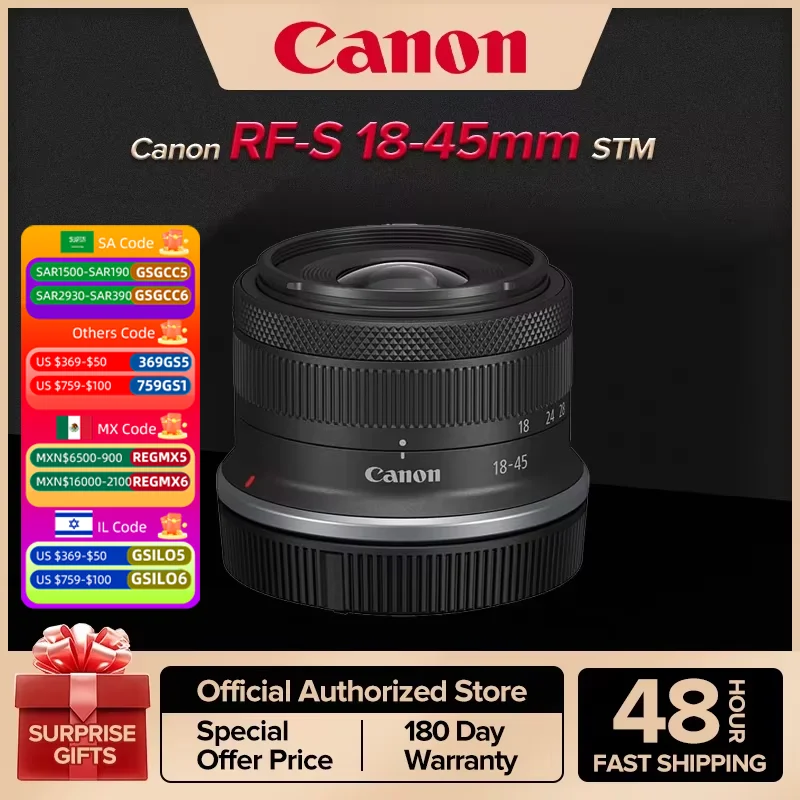 عدسة كاميرا رقمية أقل من Canon ، عدسة تكبير ، 18-45 ، معيار مرآة STM ، مناسبة لـ RP R R7 R10 R50 R100 RF1845