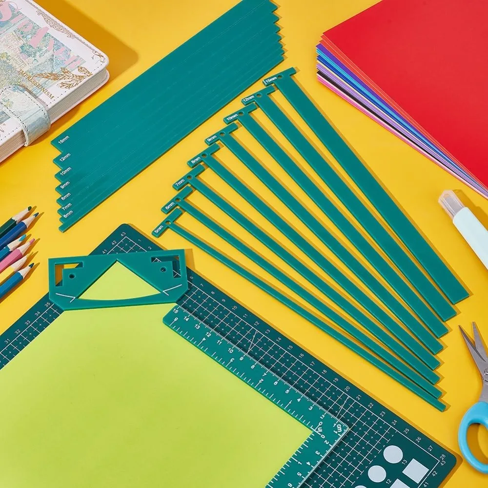 1 Set 18Pcs Flexible Acrylic Bookbinding Templates Book Binding Package Teal Bookbinding Easy Scrapbooking Tool T-Shaped  kit