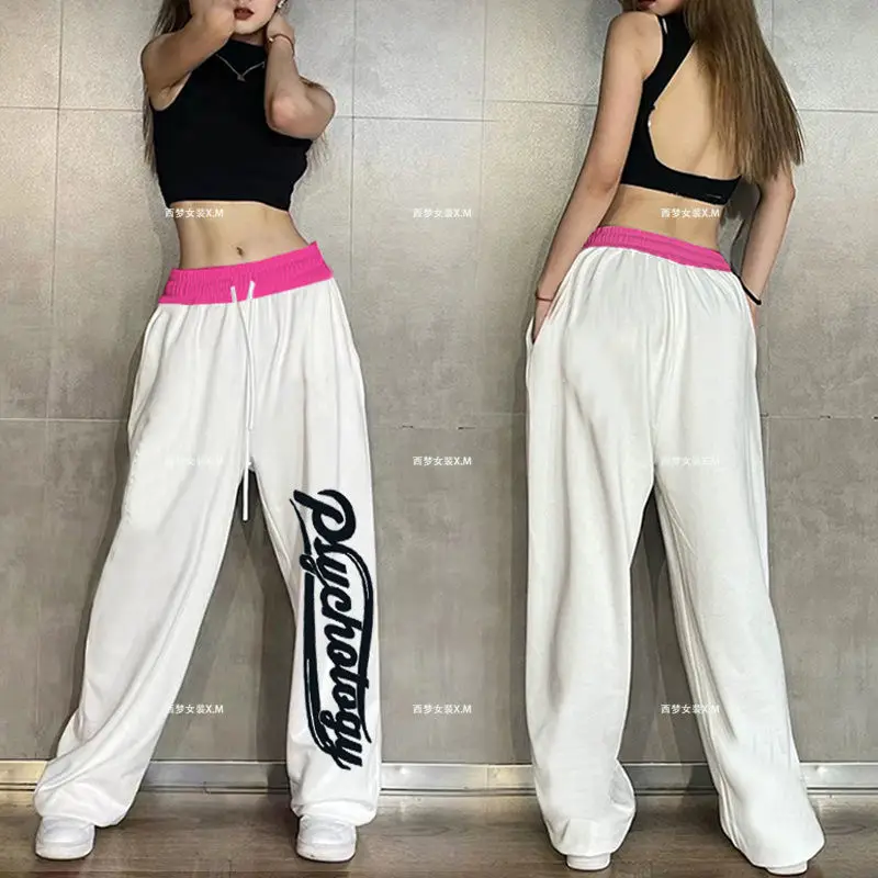 Hip Hop Women Casual Dance Sweatpants Spring Autumn Streetwear Fashion Elastic High Waist Loose Cotton Jogging Sports Trousers