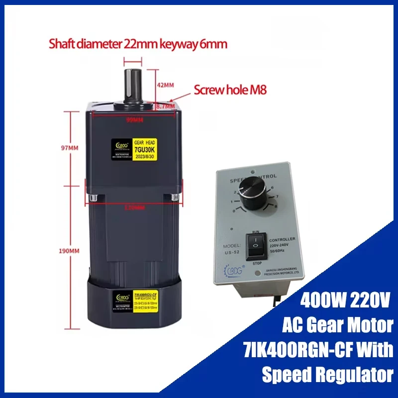 400W 220V AC Gear Motor 7IK400RGN-CF With Speed Regulator Adjustable Speed Single Phase High Torque Asynchronous Motor