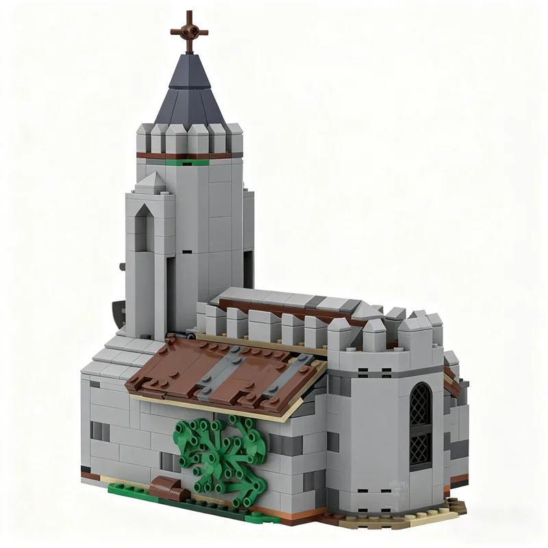 664 pçs moc medieval capela castelo modelo blocos de construção arquitetura diy ideia criativa brinquedo presente natal educação tijolo