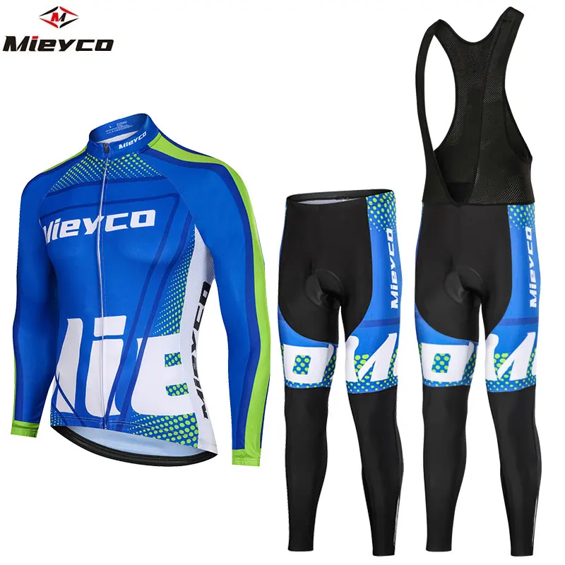 Set Jersey bersepeda lengan panjang, pakaian sepeda MTB, Kit celana Bib sepeda MTB musim semi/musim gugur baru