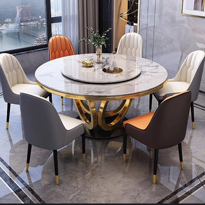 Nordic Style Dining Table Black Modern Luxury Home Kitchen Dining Table Round Minimalist Mesa De Comedor Garden Furniture Sets