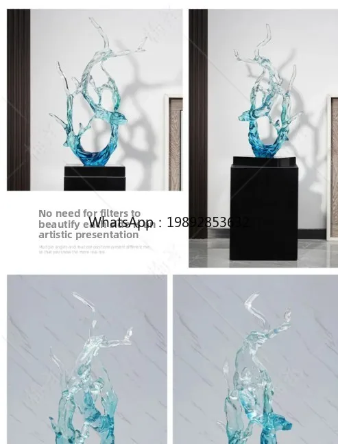 

ZZ Wind and Water Ornament Transparent Waves Abstract Sculpture Hotel Model Room Decoration