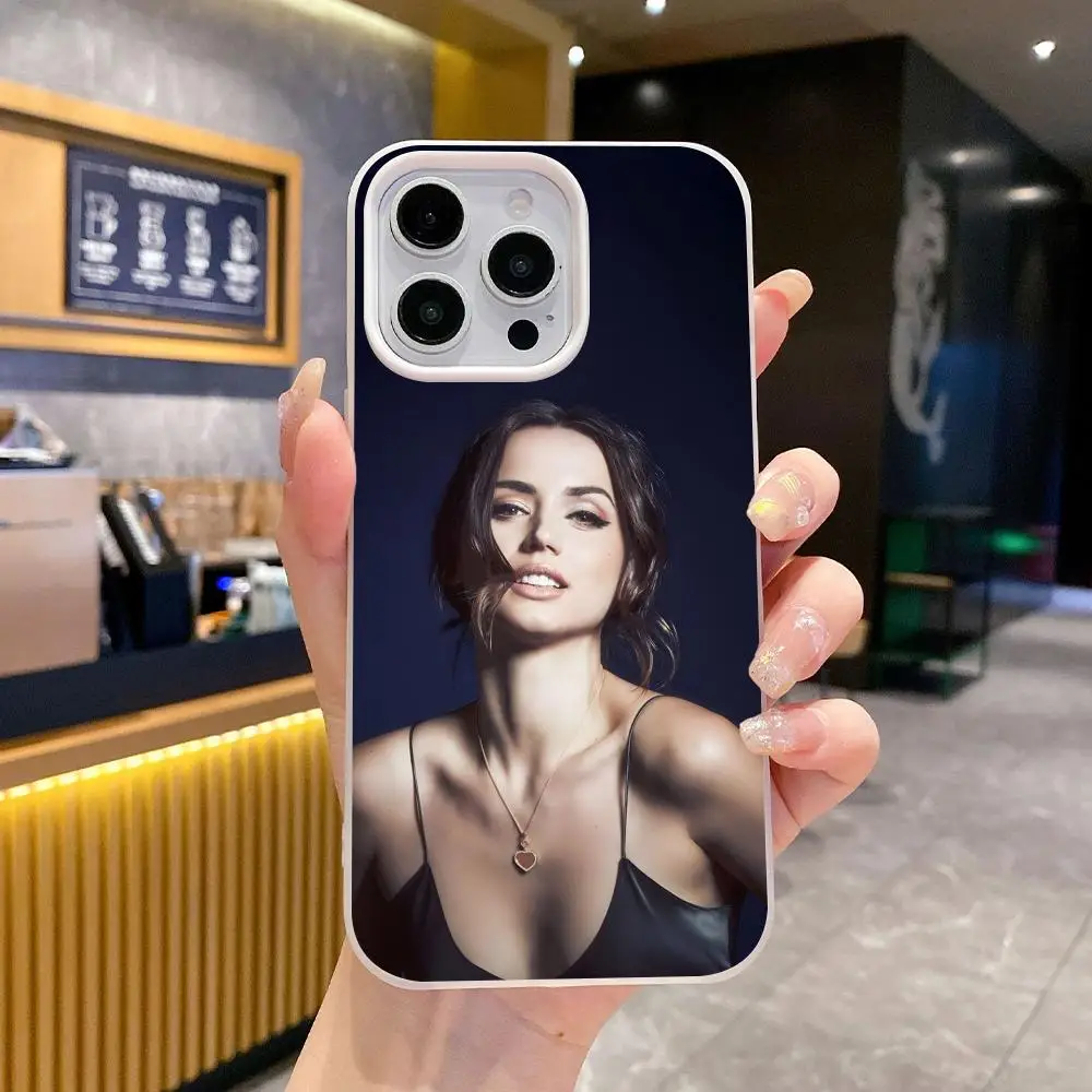 Funda Protectora Doble Capa Blanca para Teléfono Móvil Ana de Armas Jelly para iPhone 17 16 15 14 13 12 11 Air Pro Max Plus
