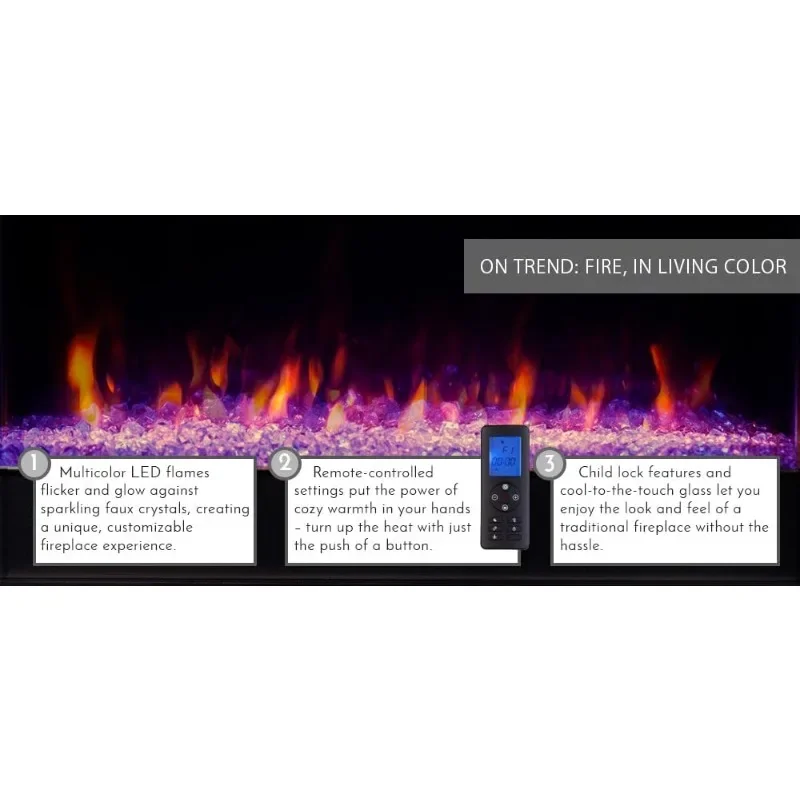 Furniture Torlington Indoor Electric Fireplace with Mantel, Color Changing LED Flame ﻿ mantel Major Appliances