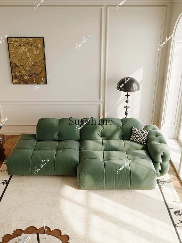 

Electric retractable sofa bed fabric module retro design function dual-purpose foldable FT