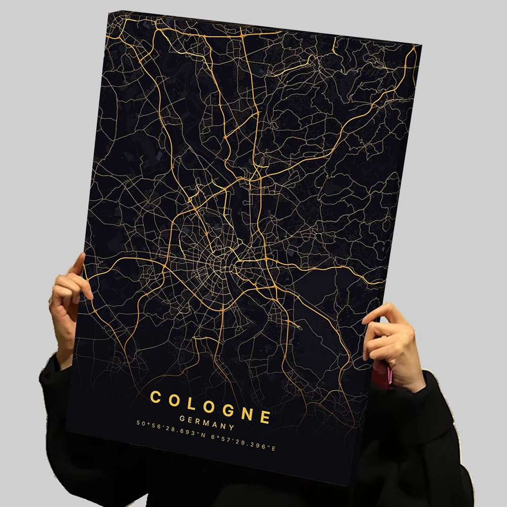 Одеколон Германия Карты Печать Плакат Пользовательские Холст Картина Настенное Искусство Домашний Декор Гостиная Украшения Палочка Деко Настенные Украшения