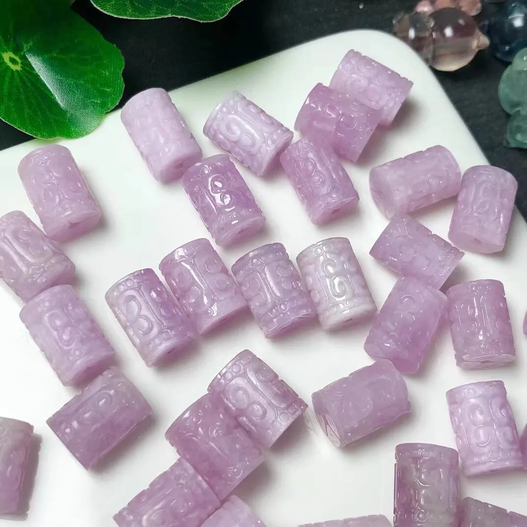 1piece purple Kunzite carved pillar 16*10mm full hole for DIY jewelry making  loose beads  FPPJ wholesale nature