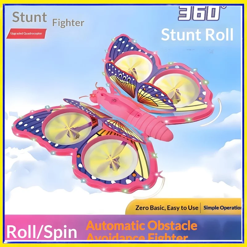 เครื่องบินบังคับวิทยุ Butterfly V40 สำหรับเด็ก โฟมควอดคอปเตอร์ 3 โหมดความเร็ว พลิกตัว 360 องศา หลบหลีกสิ่งกีดขวาง ของเล่นเครื่องบินรบสำหรับเด็ก
