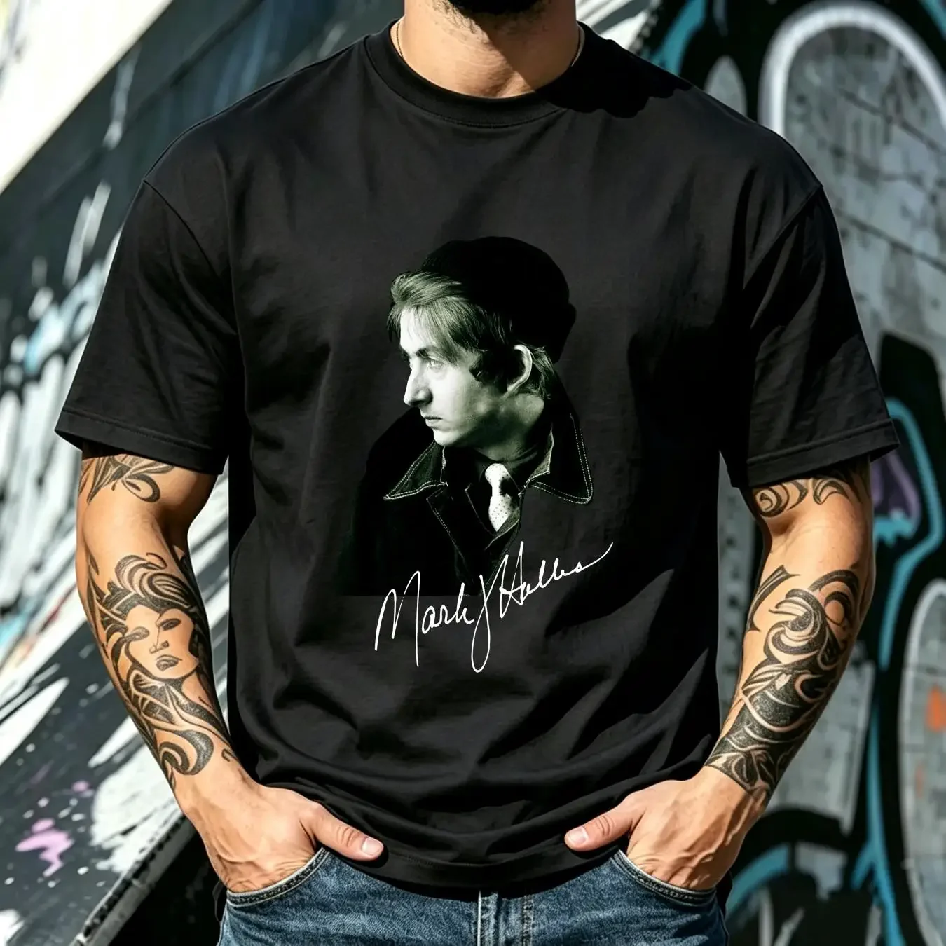 washed T Shirt Rare Mark Hollis Singer Hip Hop Cotton Black All Size TMB193 vintage Washed homme Breathable Soft streetwear