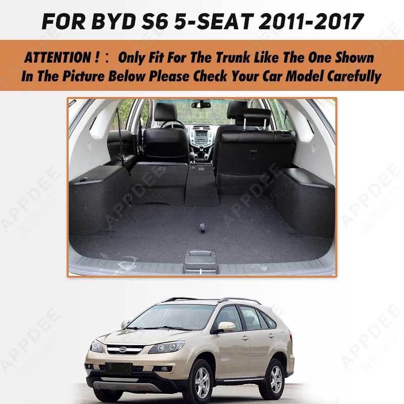 Auto Full Coverage Trunk Mat For BYD S6 5\7-Seat 2011-2017 16 15 14 13 12 Car Boot Cover Pad Interior Protector Accessories