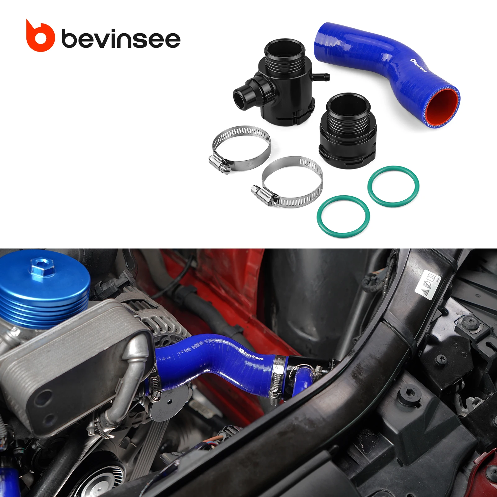 

BEVINSEE Silicone Upper Radiator Hose W/Flange For BMW E90 E92 E91 E93 E82 E88 X1 E84 With N52 Engine Replaces 17127531579