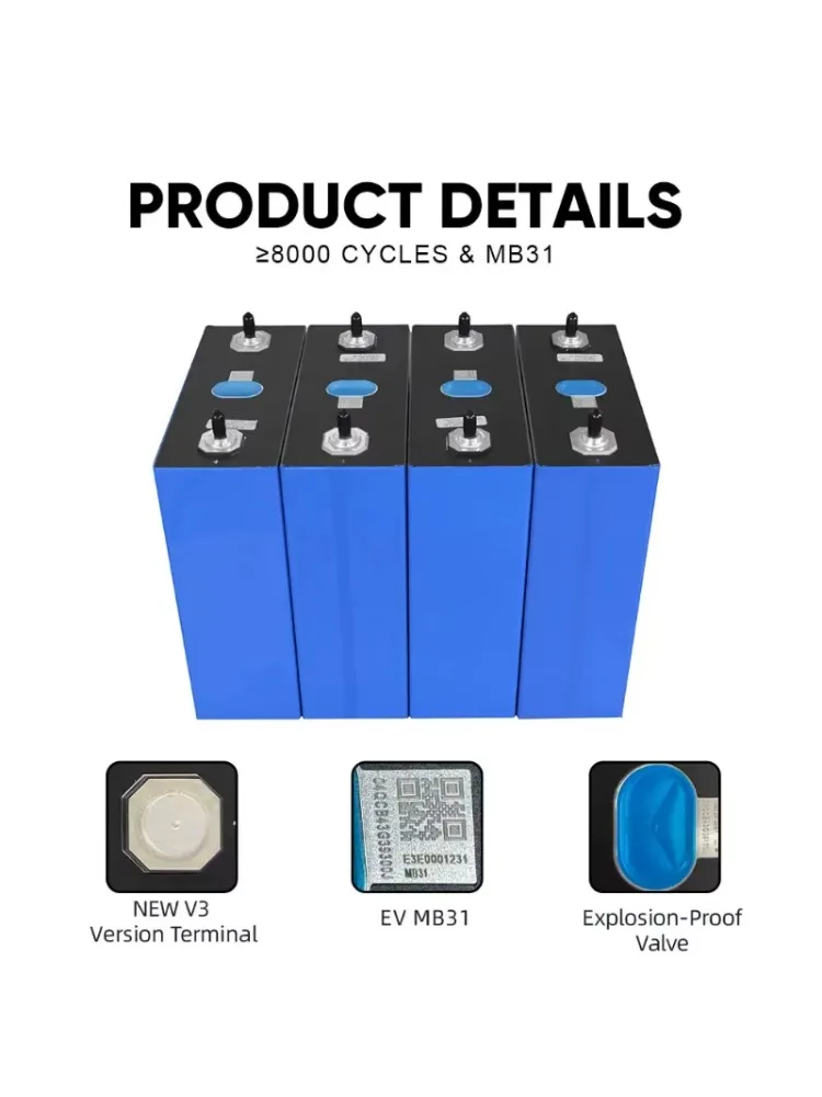 MB31 EVE 314AH LiFePO4 Batterij 48 V 8000 Cycli EU Voorraad Zonne-energie Opslag Oplaadbare Batterij DIY Batterij - afbeelding 2