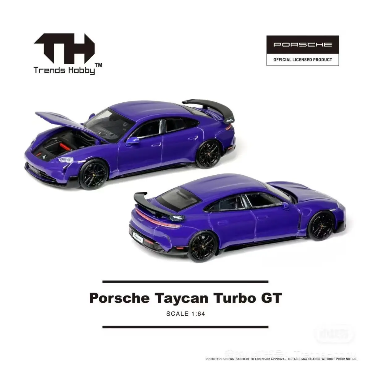 1:64 Porsche Taycan Turbo GT Vehicle Miniature Model Alloy Toy Car Trends Hobby® Free Wheels Diecast Metal Collection Gift Kid
