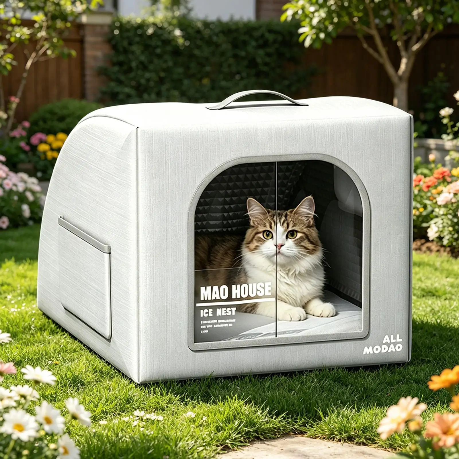 Cooling Cat House Foldable Insulated Weatherproof Shelter with 8 Reusable Ice Packs Dog House Indoor for Indoor Outdoor Kitten - view 3