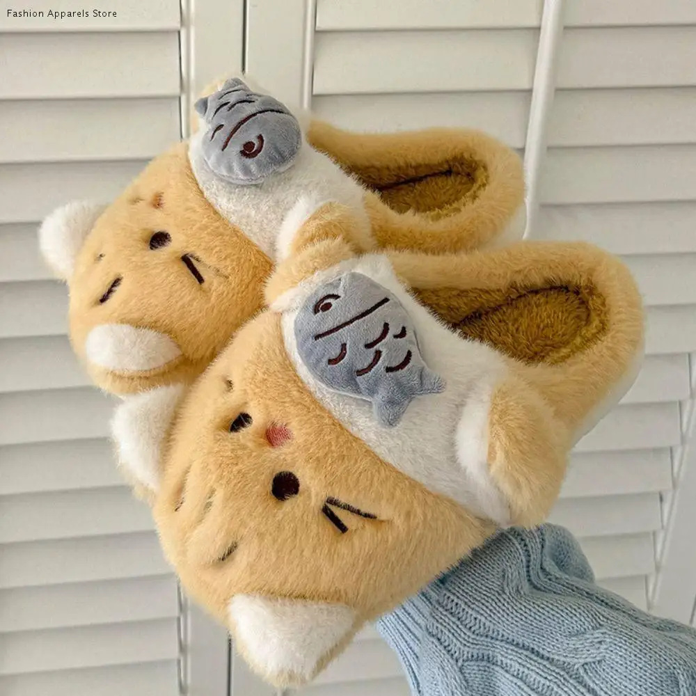 

Модные креативные тапочки с мультяшными животными, мягкие кавайные женские тапочки, удобные зимние плюшевые шлепанцы на толстой подошве для спальни