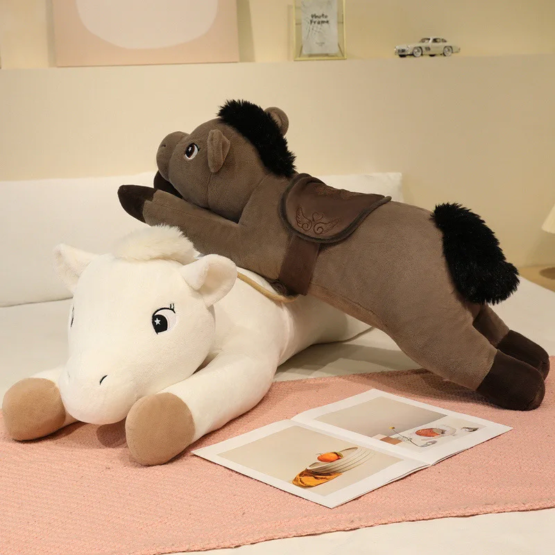1pc 90CM Big Size Cute Lying Horse Plush Toys Stuffed Cartoon Animal Horse Children Kids Girls Shooting Props Birthday Gifts