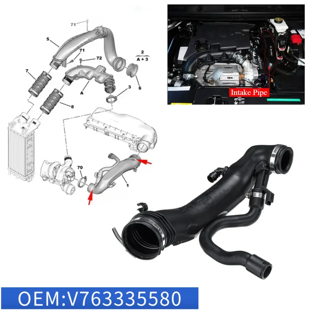 Wąż wlotu powietrza do samochodu Turbo 1440Q69811909980 Dla Peugeot 308 408 3008 5008 207 508 RCZ 1.6 16V Citroen C4 C4L C5 III DS5 Picasso