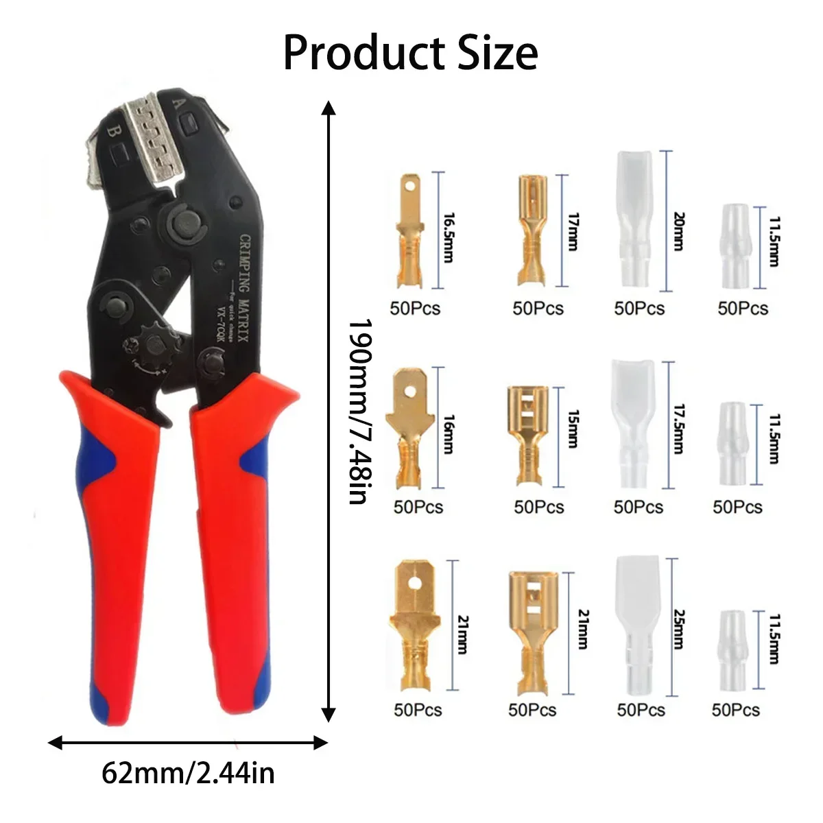 Crimpwerkzeuge SN-58B Zange austauschbare Backe für XH2.54/DuPont2.54/2.8/4.8/6.3/ nicht isolierte/Ferrule-Anschlüsse mit Ratschen