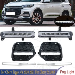 Front DRL Daytime Running Light Molding Trim Fog Lamp Cover Running Light Trim Strip For Chery Tiggo 3 4 2020-2021 5X 2019