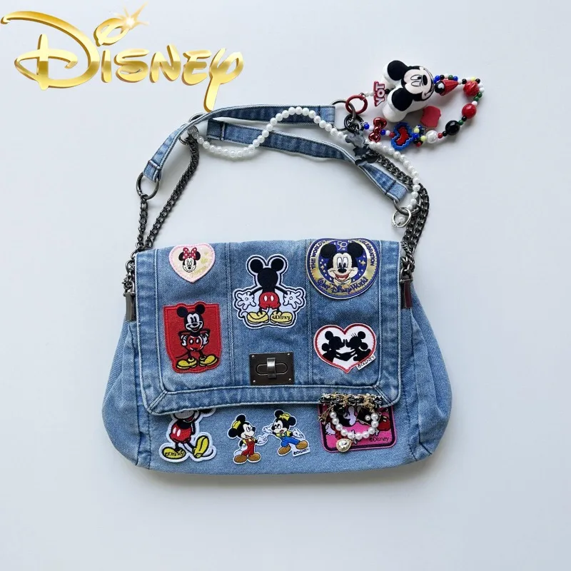 

Disney Mickey New Women's Shoulder Bag Cartoon Personality Fashion Women's Shoulder Messenger Bag Retro Denim Women's Bag