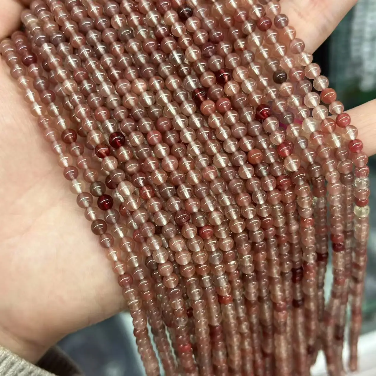 

AAAA Andesine red round 3mm 4mm loose beads nature color for DIY MAKING JEWELRY