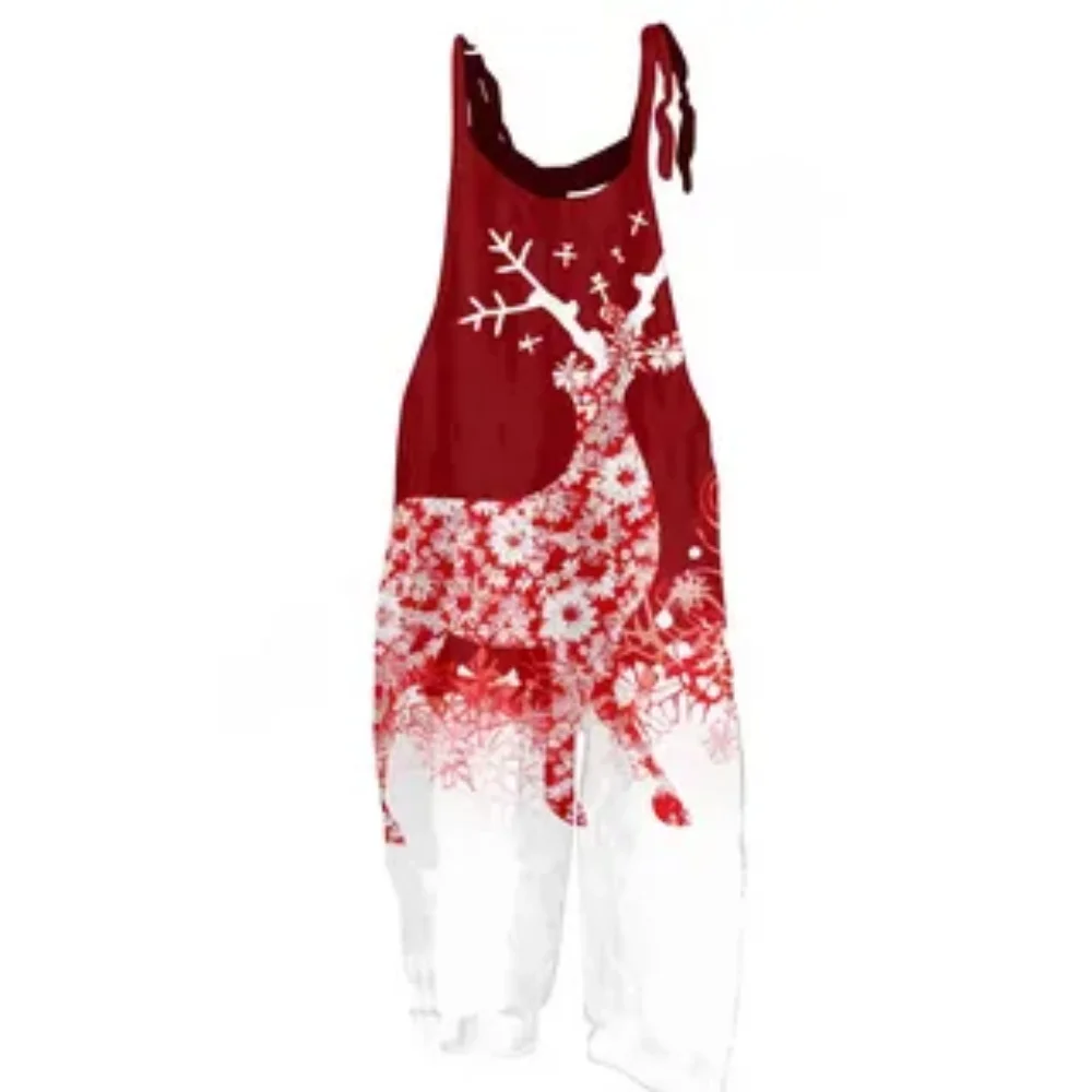 Summer 2025 women's trendy jumpsuit, 3D sunflower print simple and cute loose jumpsuit, adjustable shoulder straps