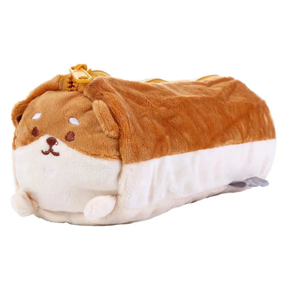 

Cute for Student Pen Bag Brown Shiba Large Capacity Stationery Make Up Bag Pencil Bags Stationery Storage Bag Plush Pencil Case