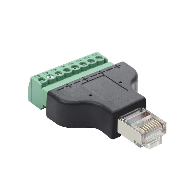 Rj45 إلى المسمار محطة كتلة 8p موصل إيثرنت rj45 ذكر أنثى إلى 8 دبوس المسمار محطة كابل محول الشبكة ل CCTV DVR