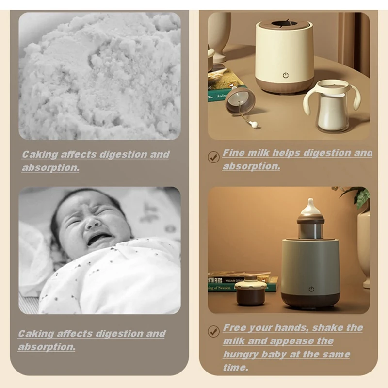 เครื่องปั่นนมไฟฟ้าแบบพกพา1ชุดเครื่องชานมกาแฟอุปกรณ์ในครัวสีกากี