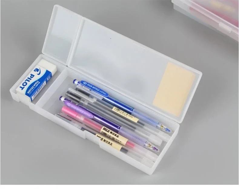 Transparent Pencil Case MUJIs Plastic Storage Box Kawaii Japan Frosted Simple Hard Stationery Office Kid School Student Gift