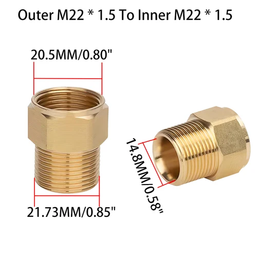 Imagen 2 del producto Junta roscada macho y hembra, arandela de presión, pistola de agua, máquina de limpieza, junta de manguera, junta de latón, 3/8 "", 1/2"", M14, M18, M22