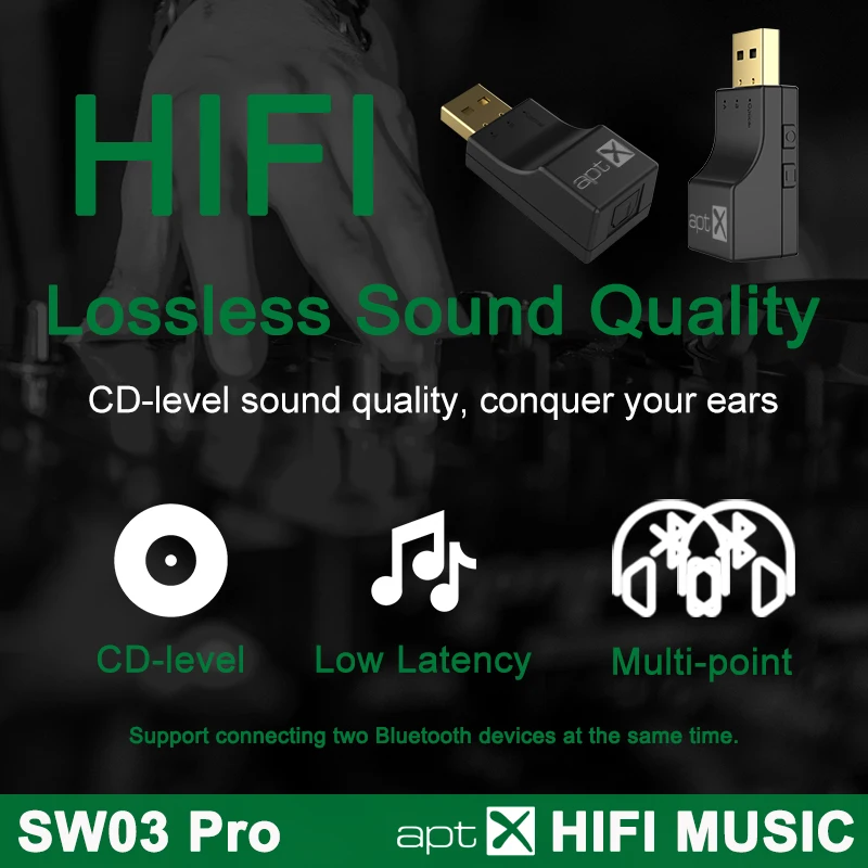SW03 Pro APTX USB Optical Bluetooth Audio Transmitter aptX-Adaptive/HD/LL Dual Stream HIFI Wireless Adapter For PS4/3 Xbox TV PC